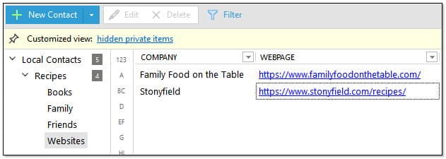 Contacts document sources for special recipes