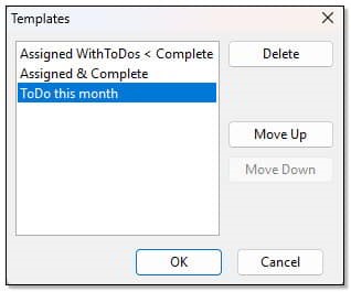 Sample templates for tasks views