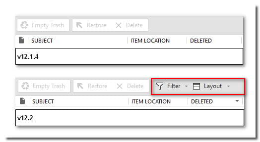 Filter and layout options to the Trash module