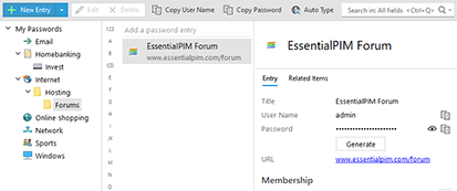 New Default Passwords View