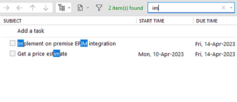Visual improvements when using quick search